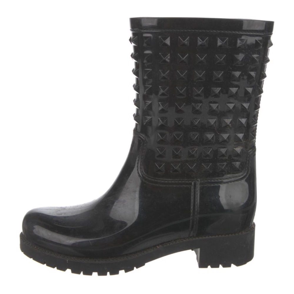 Valentino Black Studded Winter Rain Boots